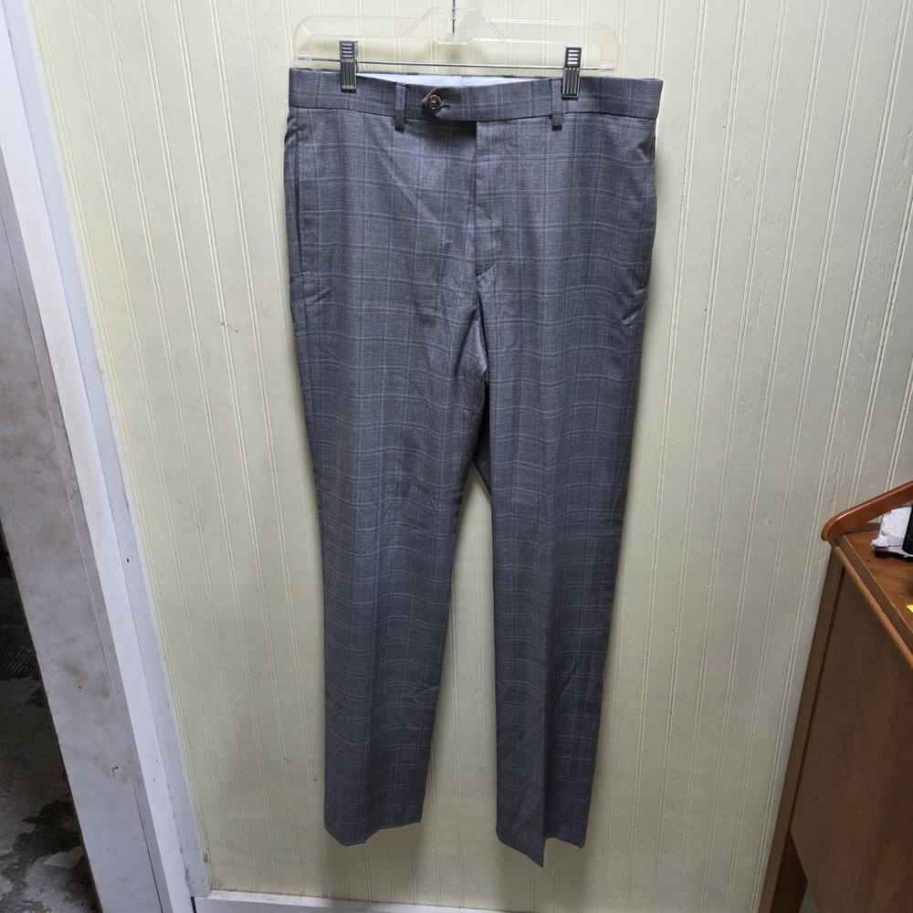 Ralph Lauren Dress Pants Mens 31x31 Gray Check Slim Fit Stretch Microfiber‎